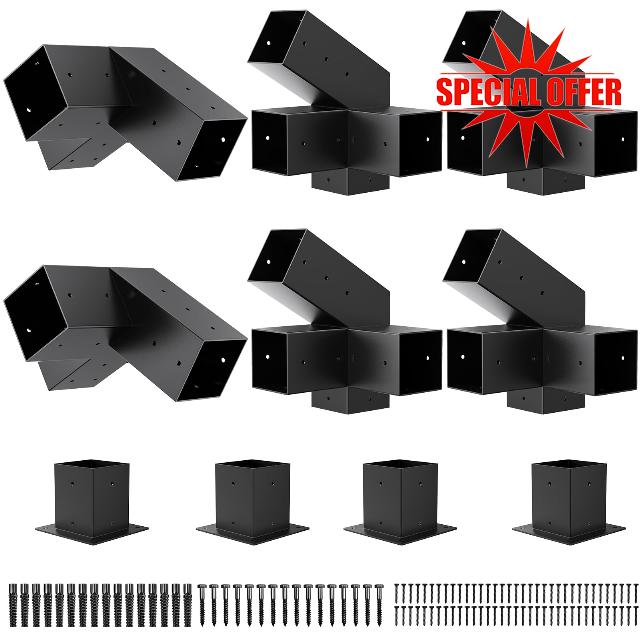 Heavy Duty 30°Slanted Roof Wall Mount 4x4 Pergola Bracket Kit