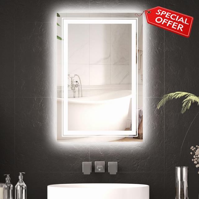 20x30 LED Mirror for Bathroom with Front and Backlit Light Up Digital Mirrors for Wall