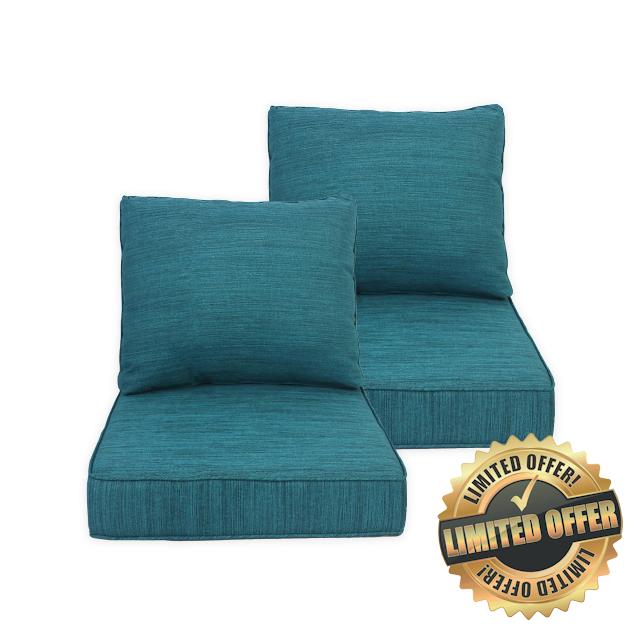 Indoor/Outdoor Deep Seat Patio Cushions 24x24 : Resilient Foam Filling