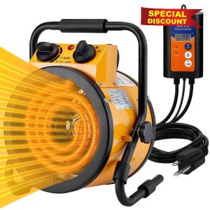 Greenhouse Heater with Digital Thermostat - 1500W Stainless Steel Space Heater for Plants