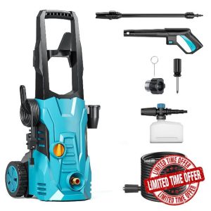 Pressure Washer with 50ft Outlet Hose and Adjustable Nozzle