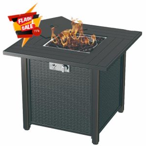 Propane Fire Pit 30 Inch Outdoor Gas Fire Pit | Steel Fire Table with Lid | Patio Fire Pit Table & Outdoor Fire Pir Propane for Deck
