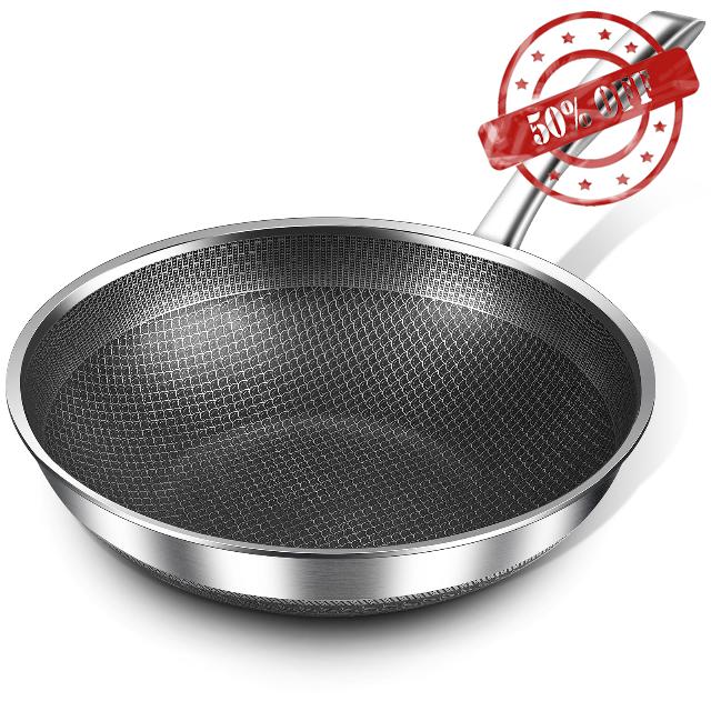 MDHAND 12-Inch Stainless Steel Nonstick Wok – Versatile & Durable PFOA-Free Stir-Fry Pan with Stay-Cool Handle