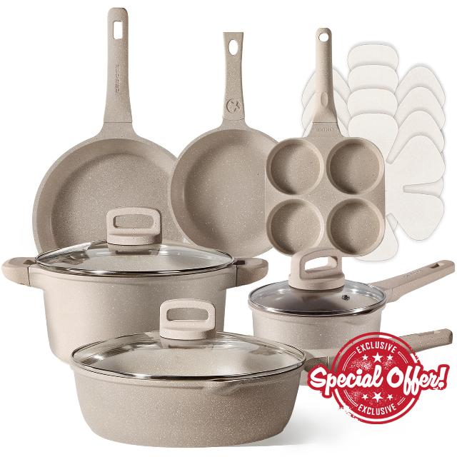 CAROTE 13pcs Kitchen Pots and Pans Set Non Stick