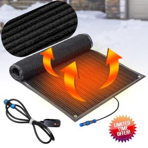 20 x 30 inch Heated Snow Ice Melting Mats Outdoor Winter Heated Ground Mat Slip Proof Melts up to 3 Inch/H for Stairs Steps Driveway Walkway Decks Sidewalks Connection with 9.84 ft Power Cord