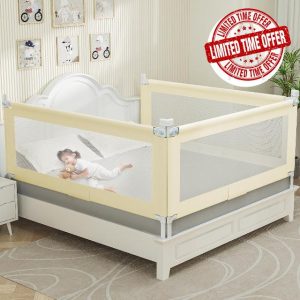 Bed Guard Rail for Toddlers - 1 Minute Quick Assembly & Double Side Lift with Safety Lock - Adjustable Height Toddler Bed Rails for Queen King Full Twin Size Bed(3 Packs