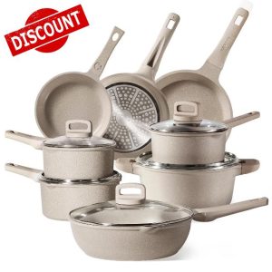CAROTE 13pcs Kitchen Pots and Pans Set non stick