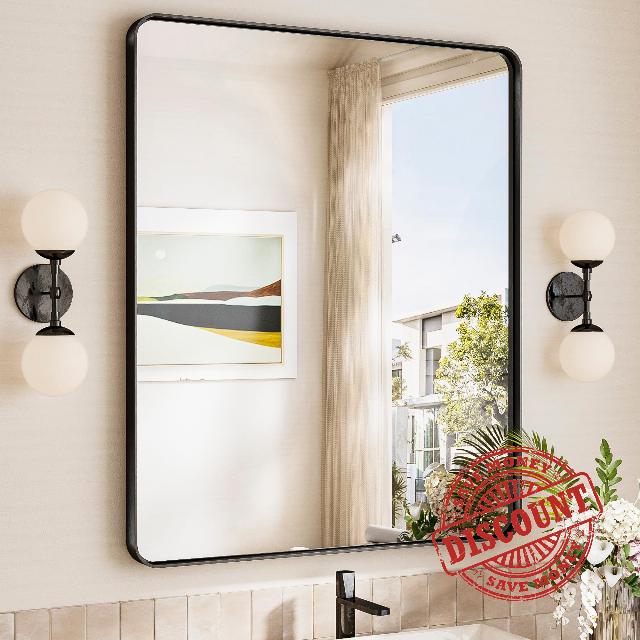 TokeShimi 30x36 Black Mirror for Bathroom