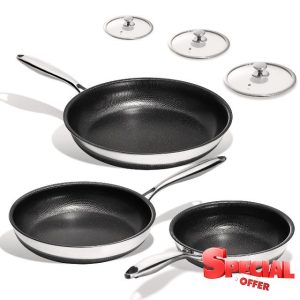 KITEXPERT Non Stick Frying Pans Set - 3 Piece (8