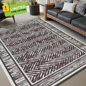 COCOER Outdoor Rug-9x12 ft Waterproof Patio Rug-Reversible Outdoor Carpet Plastic Straw Outside Rug-Camping Mat Indoor Outdoor Area Rug for RV Porch Balcony Brown&Beige