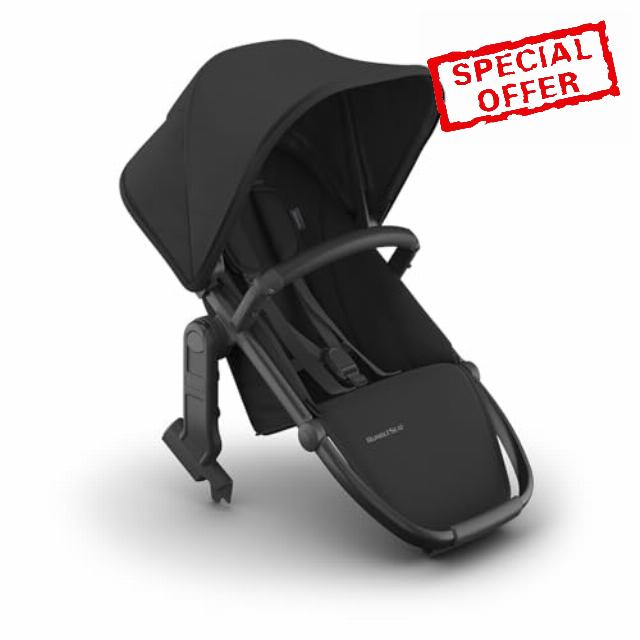 UPPAbaby RumbleSeat V3 Second Lower Seat - Compatible with Vista V2 and Vista V3 - All-Weather Seat + Magnetic Buckle – Adapters Included - Jake (Charcoal/Carbon Frame/Black Leather)