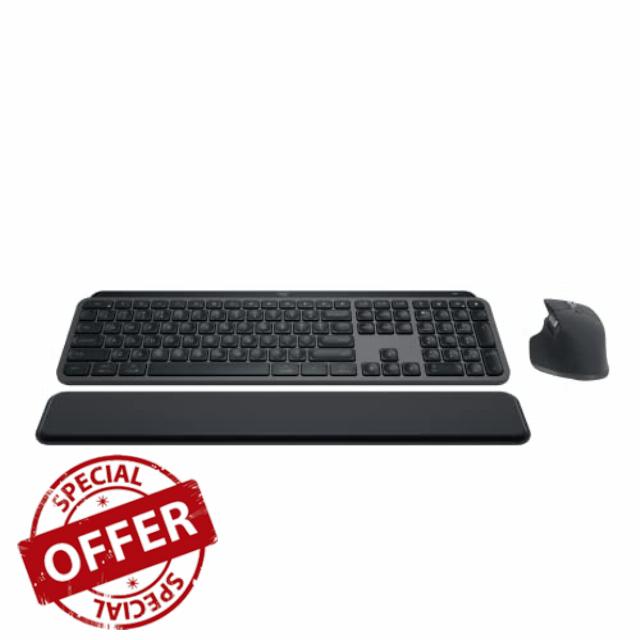 Logitech MX Keys S Combo - Performance Wireless Keyboard and Mouse with Palm Rest