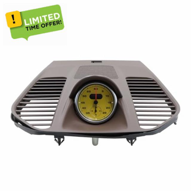 Car Sport Chrono Stopwatch Mounted Dashboard Instrument Panel for Porsche 911 991 2013-2019 (Brown Cover & Yellow Stopwatch)