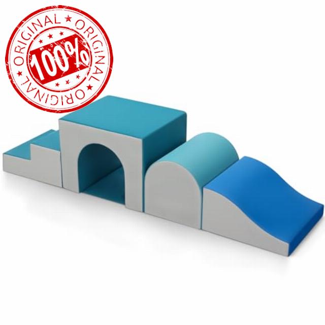 Sumbababy Foam Climbing Blocks for Toddlers: with a Tunnel - 4 PCS Foam Blocks - Kids Indoor Climbers Play Structures Play Gym Soft Climber with Slide and Stair Soft Playground Green