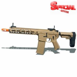 Modified Electric Splatter Gel Ball Orby Blaster SLR - V2 Gearbox with Metal Gearset - 11.1V High Power - Semi & Full Automatic Modes - Hardest Water Based Beads - Ages 15+ (Tan)