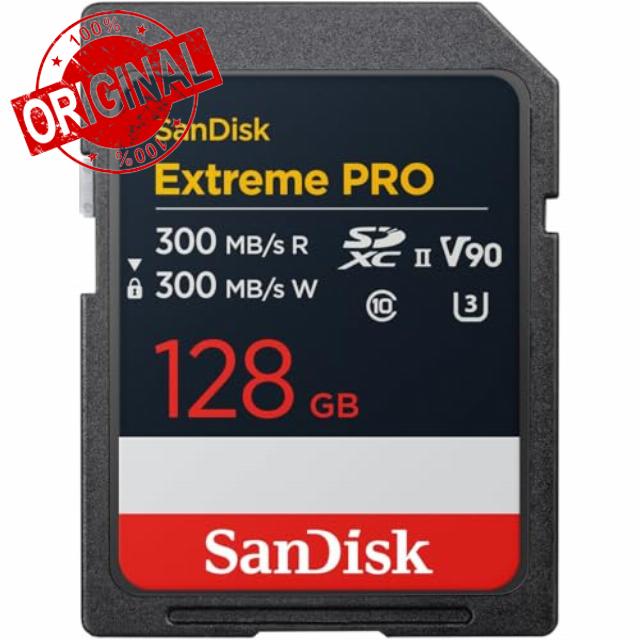 SanDisk 128GB Extreme PRO SDXC UHS-II Memory Card - Up to 300MB/s Read and Write speeds