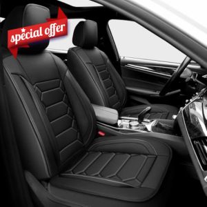 Seat Covers Fit for Toyota Camry 2012-2024 2025 Waterproof Car Seat Covers Full Set 5 Seats Faux Leather Car Seat Cushion Protector Compatible Airbag(Black)