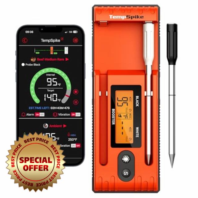 TempSpike Wireless Meat Thermometer with 2 Meat Probes