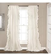 Lush Decor Linen Button Window Curtain Panel, Single, 40" W x 84" L, Linen - Country Curtains - R...