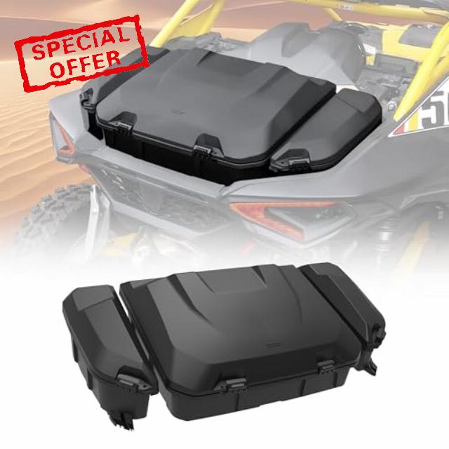 96L Large Capacity Rear Cargo Box & 13.5L Bed Side Removable Storage Tools Boxes Bin Set for Can Am Maverick R MAX X RS 2024+ Accessories