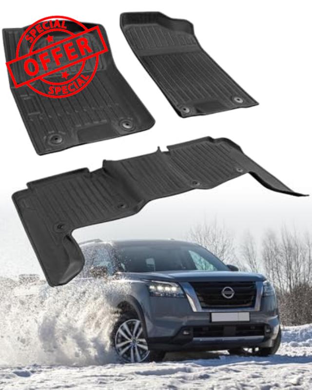 3PCS for Nissan Armada/Infiniti QX80 Floor Mats Cargo Liner 2019-2024 Rubber Front Row Carpet All Season Weather Protector Waterproof Anti-Slip Tech Automotive 2020 2021 2022 2023 Car Accessories