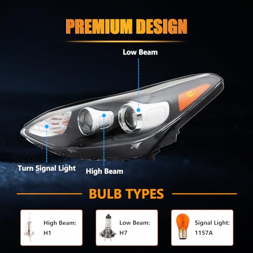 Passenger & Driver Side Halogen Headlamp with Clear Lens Black Housing Amber Reflector