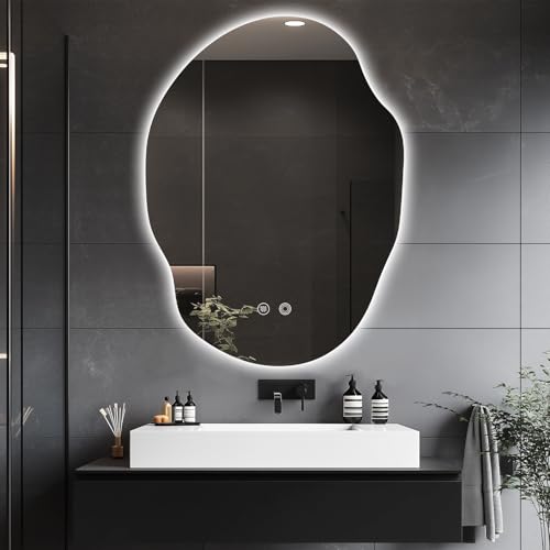 Asymmetrical Led Bathroom Vanity Mirror for Wall with Front and Backlit