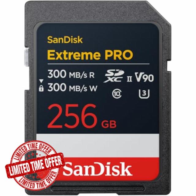 SanDisk 256GB Extreme PRO SDXC UHS-II Memory Card - Up to 300MB/s Read and Write speeds