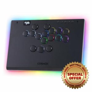 Haute42 Leverless Controller for Arcade Gaming: M Ultra Large & Slim Aluminum Alloy Template - 16 Key Crystal Low-profile Switches - Custom RGB & Ambient Backlight Leverless Controller for PC/PS4/PS3/Switch/Xbox