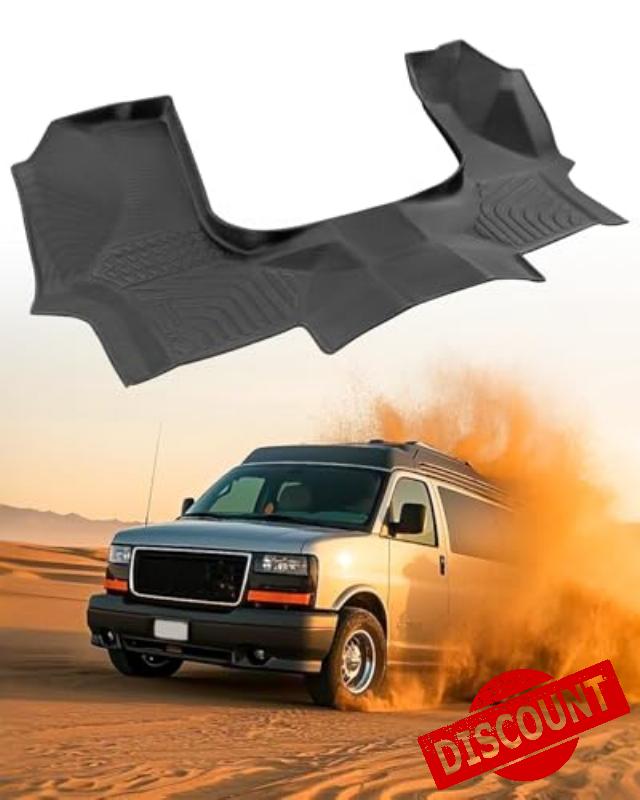 Car Floor Mat for Chevy Express: TPE Black Rubber Front Liner - Van Accessories Fit for Chevrolet Express for GMC Savana 1500 2500 3500 2015 2016 2017 2018 2019 2020 2021 2022 2023