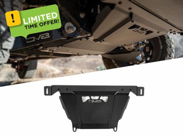 DV8 Offroad Front Skid Plate for 2024 Toyota Tacoma | Protects Bottom of Engine & Intercooler | Retains Access to Oil Filter | Rigid Fitment | Compatible w/Factory & DV8 Front Bumpers | Steel