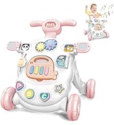 KalaDuck Push and Pull Trolley Toy, 2-in-1 Walker with Removable Drawing Board, Early