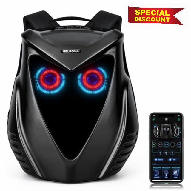 Gelrova Cool Owl Hardshell LED Backpack - 22L Expandable