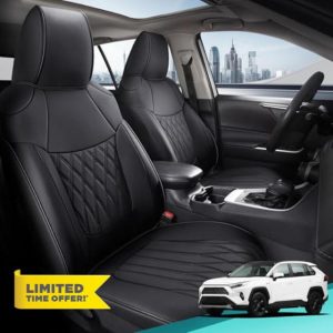 RAV4 Seat Covers - Custom Fit Seat Covers for Toyota RAV4 2019-2025 Hybrid XLE LE Limited XLE Premium (Not for XSE/SE Hybrid) - Leather RAV 4 Seat Covers Full Set Waterproof - Black
