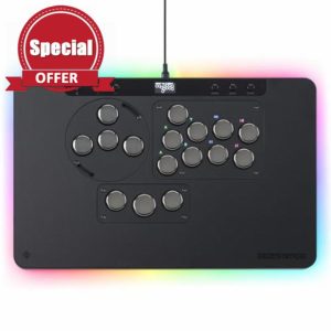 Haute42 Leverless Controller for Arcade Gaming: X1 Low Profile - Three Removable Modules - Extra Large Form Factor - Ambient Backlight - Tournament Lock Switch Controller for PC/PS4/PS3/Switch/Xbox