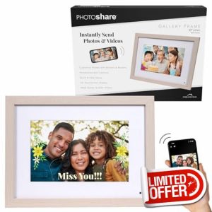 PhotoShare Gallery 10.1” WiFi Digital Photo Frame | Send Photo or Video from Phone to Digital Picture Frame with Free PhotoShare Frame App | End-to-End Encryption | Linen Finish
