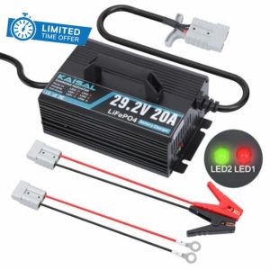 24V 20A Lithium Battery Charger 29.2V LiFePO4 Battery Charger 24 Volt Lithium Charger 0V Wake Up LiFePO4 Charger with Indicators
