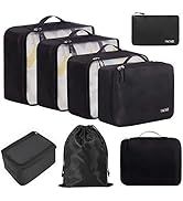 BAGAIL 6 Set Packing Cubes,Travel Luggage Packing Organizers(5set+Laundry bag AllBlack)