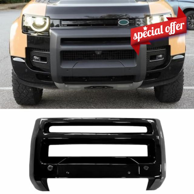 Front Bumper Cover Guard Compatible with 2020-2025 Land Rover Defender 90 110 130 ABS Plastic Bull Bar Grille Protector Exterior Trim Accessories