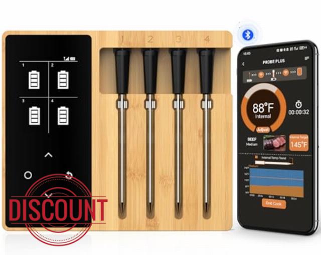 Accurate Smart Wireless Meat Thermometer - 4 Probes