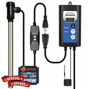 1500W Titanium Immersion Water Heater Portable Electric Hot Tub and Pool Fully Submersible Water Heater with Thermostat