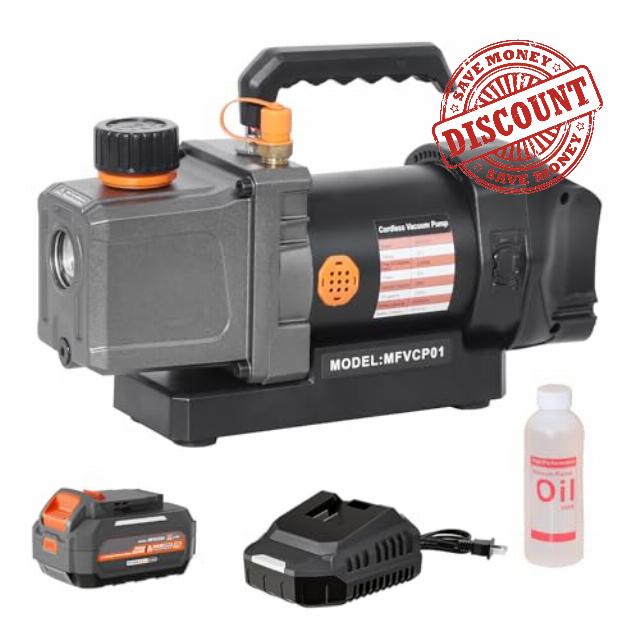 Cordless 2.5CFM Vacuum Pump Kit Compatible with Dewalt 20V Max Battery