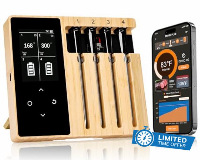 Smart Wireless Meat Thermometer - 4 Probes