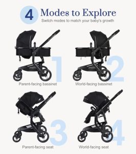 Bassinet Stroller with Rubber Wheels