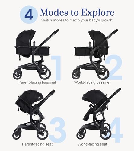 Bassinet Stroller with Rubber Wheels