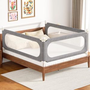 with Headboard Rod -Height Adjustable Baby' Safety Bed Rails Guard for Full Size Bed(3Pack 74.8"x74.8"x54"-Gray)
