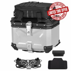 Motorcycle Top Case Set，Including Tail Box、Base Bracket、Backrest、Bag，Waterproof Aluminum Handle Motorcycle Helmet Case