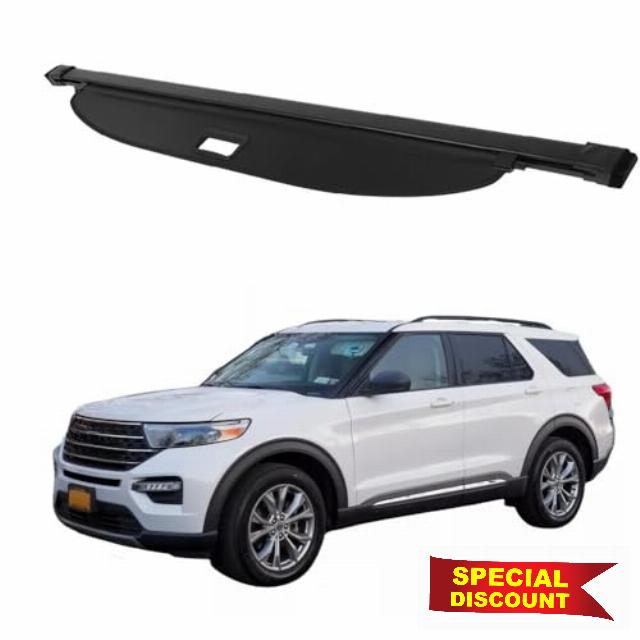 FQY fits for Ford Explorer 2020 2021 2022 2023 2024 2025 Interior Retractable Rear Trunk Cargo Cover Luggage Security Cover Black