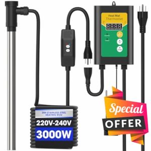240V 3000W Fully Submersible Portable Hot Tub & Large Pools Immersion Water Heater
