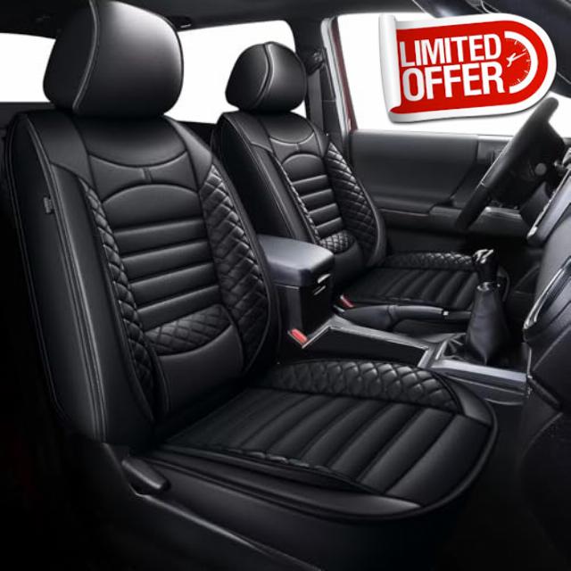 AOMSAZTO Seat Covers Fit for 2024 2025 Toyota Tacoma Truck Double Crew Cab Custom Leather Truck Seat Covers Full Set(Black
